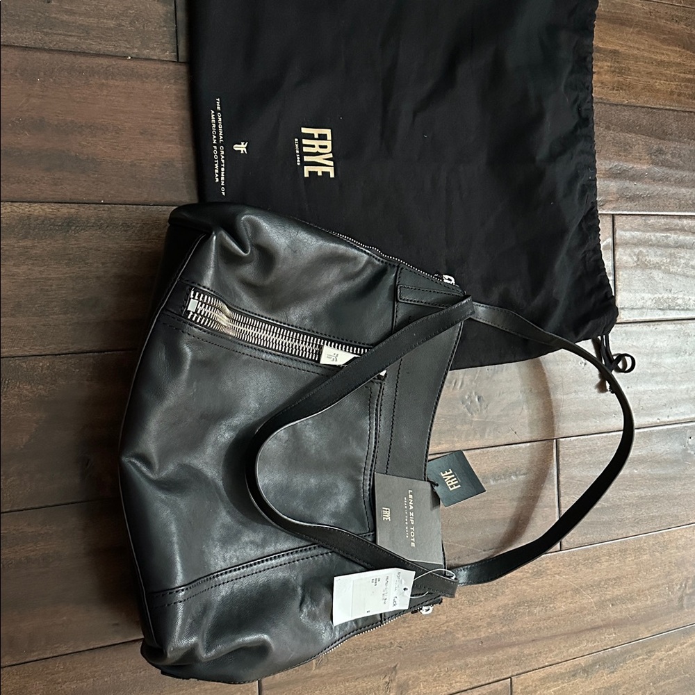 Frye Black Leather Messenger Bag